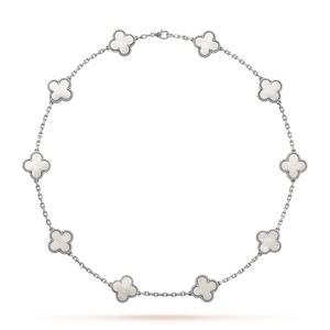 18K Vintage Alhambra Pearl 10 Motifs Necklace