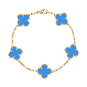 18K Vintage Alhambra Five Motifs Agate Bracelet
