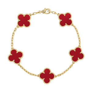 18K Vintage Alhambra Five Motifs Carnelian Bracelet
