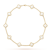 18K Vintage Alhambra Pearl 10 Motifs Necklace