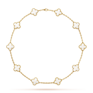 18K Vintage Alhambra Pearl 10 Motifs Necklace