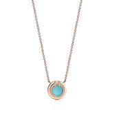 18K T Diamond & Turquoise Circle Pendant Necklace