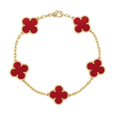 18K Vintage Alhambra Five Motifs Carnelian Bracelet