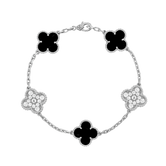 18K Vintage Alhambra Five Motifs Black Diamonds Bracelet