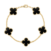 18K Vintage Alhambra Five Motifs Black Bracelet