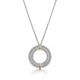 18K T Edge Circle Diamond Pendant Necklace