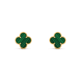 18K Vintage Alhambra Malachite Earrings